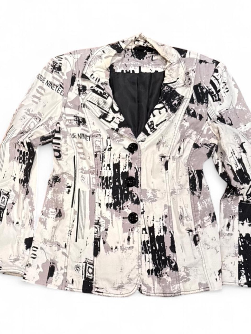 Y2K Newspaper Padded Blazer Jacket